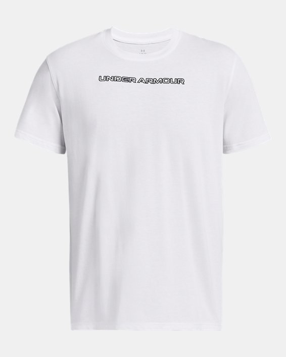 Men's UA Heavyweight Logo Overlay Embroidered Short Sleeve, White, pdpMainDesktop image number 2